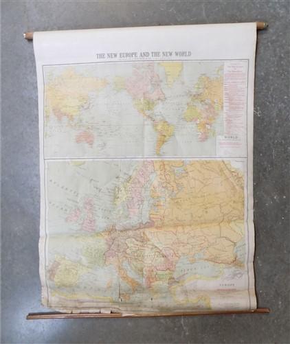 map - New Europe New World Map, Copyright 1919 Vintage Canvas Historical Wall Art Map by The Old Grainery (1910-1919, 1919...