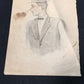 1908 Folk Art Pencil Sketches, W Hill Hand Sketched Drawing, 2 Pencil Portraits,