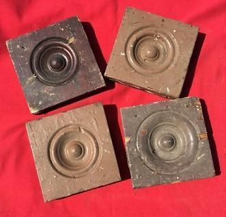 Wood Trim - 4 Plinth Blocks, Antique Bullseye Rosettes, Architectural Salvage, Wood Trim A4 by The Old Grainery (4, antiqu...