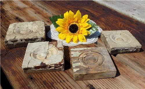 Plinth Block - 4 Plinth Blocks, Antique Bullseye Rosettes, Architectural Salvage, Wood Trim A8 by The Old Grainery (Antiqu...