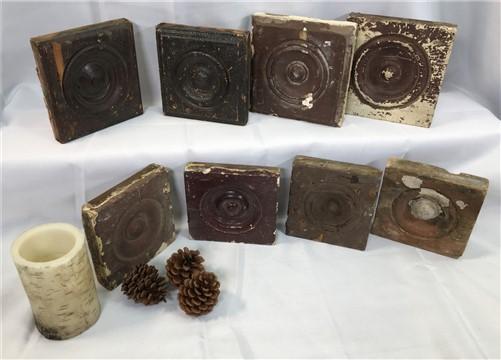 Plinth Block - 8 Plinth Blocks, Antique Bullseye Rosettes, Architectural Salvage, Wood Trim A24 by The Old Grainery (Antiq...