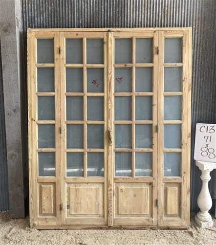 Antique French Double Doors (71x88) Frosted Glass European SideLite Jamb C13