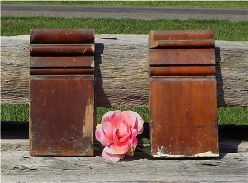 Trim - 2 Plinth Blocks, Door Trim Molding, Architectural Salvage Antique Wood Trim C11 by The Old Grainery (2, Antique, Ar...