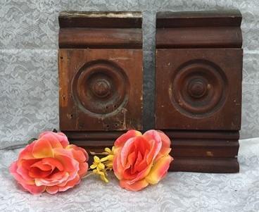 Plinth Blocks - 2 Plinth Blocks, Door Trim Molding Architectural Salvage, Wood Bullseye C37 by The Old Grainery (accent, a...