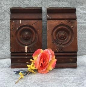 Plinth Blocks - 2 Plinth Blocks, Door Trim Molding Architectural Salvage, Wood Bullseye C36 by The Old Grainery (accent, a...