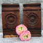 2 Plinth Blocks, Door Trim Molding Architectural Salvage, Wood Bullseye C35