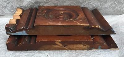 2 Plinth Blocks, Door Trim Molding Architectural Salvage, Wood Bullseye C35