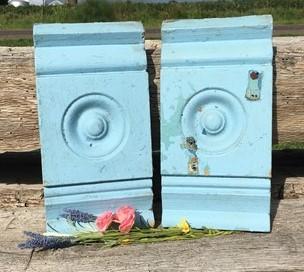 Plinth Block - 2 Plinth Blocks, Door Trim Molding Architectural Salvage, Antique Wood Trim C30 by The Old Grainery (accent...