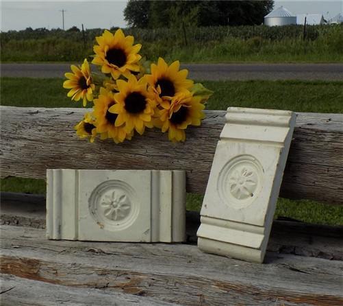Wood Trim - 2 Plinth Blocks, Door Trim Molding, Architectural Salvage Antique Wood Trim C18 by The Old Grainery (2, Antiqu...