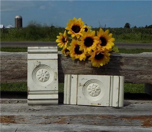 Wood Trim - 2 Plinth Blocks, Door Trim Molding Architectural Salvage, Antique Wood Trim C19 by The Old Grainery (2, Antiqu...