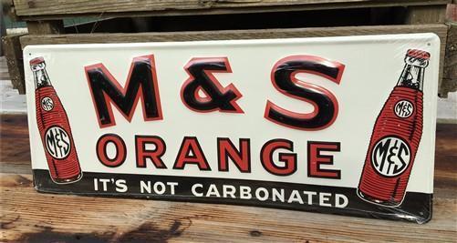 Signs - M&S Orange Its Not Carbonated Sign, Metal Advertising Sign, Retro Soda Pop, by The Old Grainery (advertising, dine...