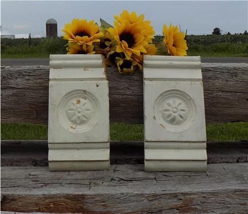 Wood Trim - 2 Plinth Blocks, Door Trim Molding Architectural Salvage, Antique Wood Trim C22, by The Old Grainery (2, Antiq...
