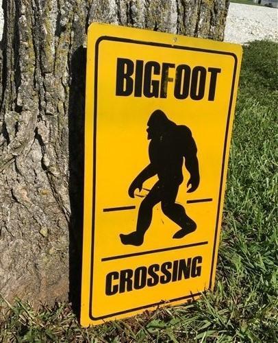 Signs - Bigfoot Crossing Sign, Rustic Metal Art, Yeti Sasquatch Patio Decor, Mancave by The Old Grainery (bigfoot, crossin...