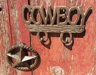Cast Iron Cowboy Hooks, Cowboy Star, Decorative Cowboy Hardware, Cowboy Decor