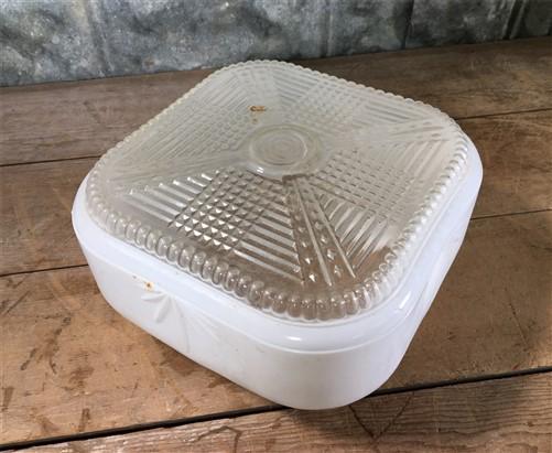 lamp shade - Art Deco Clear Milk Glass Shade Square, Vintage Flush Mount MCM Light Shade by The Old Grainery (art deco, Cl...