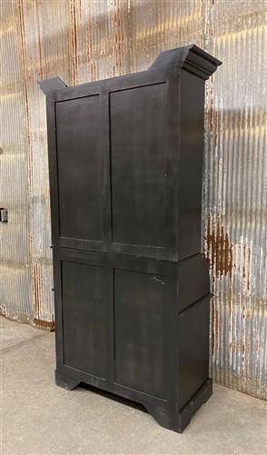 Curved Door 6'10" Black Kitchen Cabinet, Kitchen Storage, Pantry Cupboard, B