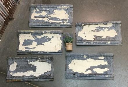 Ceiling Tin panels - 5 Ceiling Tin Panels, Vintage Reclaimed Molding Pieces, Architectural Salvage X by The Old Grainery (...