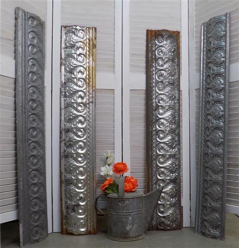 Tin Panels - 4 Ceiling Tin Panels, Vintage Reclaimed Molding Architectural Salvage A46, by The Old Grainery (Ceiling, Coun...