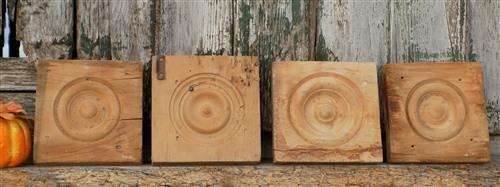 Plinth Block - 4 Plinth Blocks, Antique Bullseye Rosettes, Architectural Salvage, Wood Trim A41 by The Old Grainery (Archi...