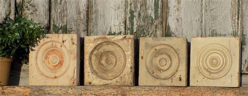 Plinth Block - 4 Plinth Blocks, Antique Bullseye Rosettes, Architectural Salvage, Wood Trim A38 by The Old Grainery (Archi...