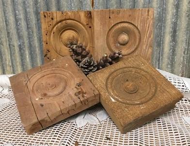 Plinth Blocks - 4 Plinth Blocks, Antique Bullseye Rosettes, Architectural Salvage, Wood Trim A45 by The Old Grainery (anti...