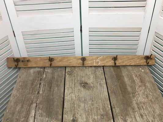 5 Hook Wood Metal Arts Crafts Hat Coat Rack, Rustic Bathroom Hallway Decor B