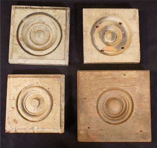 Wood Tim - 4 Plinth Blocks, Antique Bullseye Rosettes, Architectural Salvage, Wood Trim A52 by The Old Grainery (4, Antiqu...