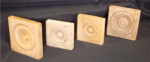Wood Tim - 4 Plinth Blocks, Antique Bullseye Rosettes, Architectural Salvage, Wood Trim A50 by The Old Grainery (4, Antiqu...