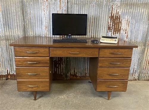 Desk - Vintage Mid Century Desk, Home Office Furniture, Desk with Drawers, Student Desk by The Old Grainery (Executive des...