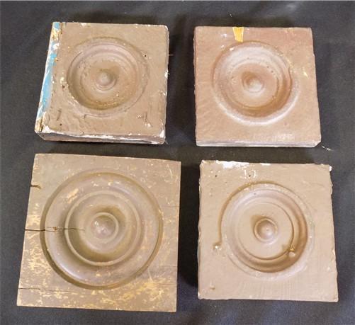 Wood Tim - 4 Plinth Blocks, Antique Bullseye Rosettes, Architectural Salvage, Wood Trim A61 by The Old Grainery (4, Antiqu...