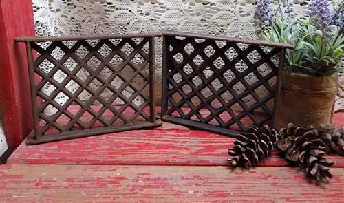 Cast iron grate - 2 Flat Cast Iron Grates Fretwork Vent Cover Air Return Architectural Salvage A18 by The Old Grainery (Ai...