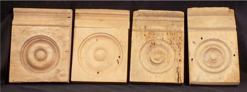 Wood Tim - 4 Plinth Blocks, Antique Bullseye Rosettes, Architectural Salvage, Wood Trim A67 by The Old Grainery (4, Antiqu...