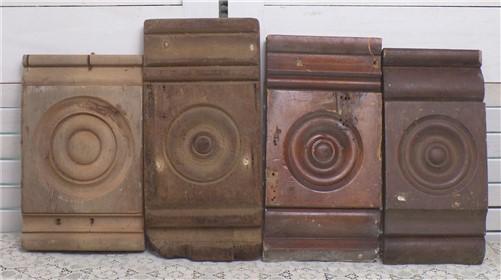 Wood Tim - 4 Plinth Blocks, Antique Bullseye Rosettes, Architectural Salvage, Wood Trim A71 by The Old Grainery (4, Antiqu...