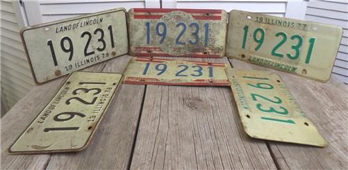License Plate - 1976 1977 1978 Pairs Illinois Car License Plates 19 231, Consecutive Years, by The Old Grainery (1931, 375...