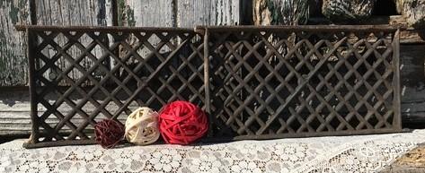 Cast iron grate - 2 Flat Cast Iron Grates Fretwork Vent Cover Air Return Architectural Salvage A22 by The Old Grainery (ai...