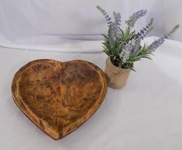 Wood Bread Dough Bowl - Wooden Heart Bread Dough Bowl, Rustic French Country Carved Centerpiece A1 by The Old Grainery (br...