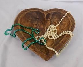 Wooden Heart Bread Dough Bowl, Rustic French Country Carved Centerpiece S