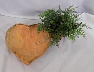 Wooden Heart Bread Dough Bowl, Rustic French Country Carved Centerpiece R
