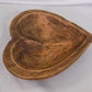 Wooden Heart Bread Dough Bowl, Rustic French Country Carved Centerpiece O