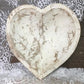 White Wood Heart Bread Dough Bowl, Rustic French Country Carved Centerpiece L