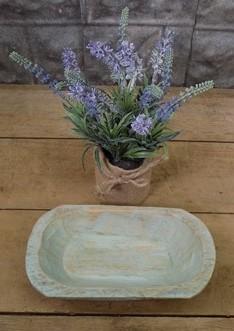 Aqua Blue Green Wood Bowl, Rustic Farmhouse Decor, Mini Carved Bread Bowl S