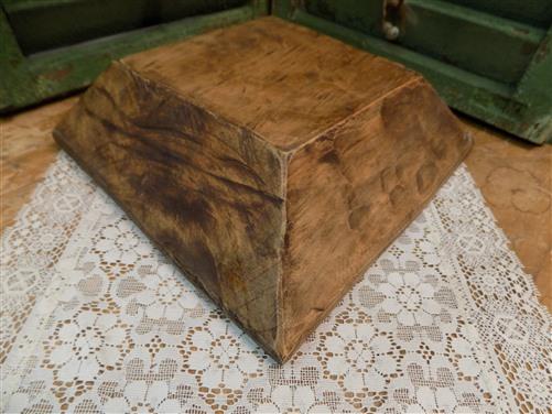 Square Wooden Bread Dough Bowl, Rustic French Country Carved Centerpiece H,