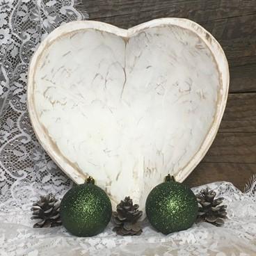 Heart shaped decorative bowl - White Wood Heart Bread Dough Bowl, Rustic French Country Carved Centerpiece V by The Old Gr...