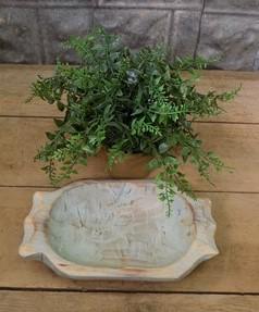 Dough Bowls - Aqua Blue Green Wood Bowl, Rustic Farmhouse Decor, Mini Carved Bread Bowl N by The Old Grainery (Aqua, Blue,...