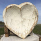 White Wood Heart Bread Dough Bowl, Rustic French Country Carved Centerpiece Y