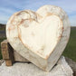 White Wood Heart Bread Dough Bowl, Rustic French Country Carved Centerpiece A1