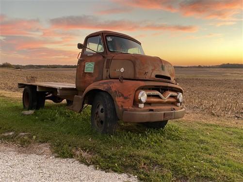 Truck - Vintage 1950s Ford C-600 Custom Cab, Snub Nose Truck, Wood Bed by The Old Grainery (1957 Ford C-600, 1957 Ford Tru...