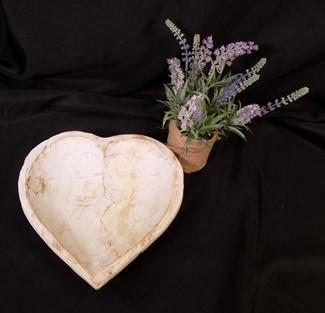 Wood Bread Dough Bowl - White Wood Heart Bread Dough Bowl, Rustic French Country Carved Centerpiece A10 by The Old Grainer...