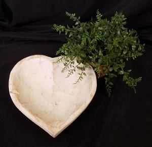 Dough Bowls - White Wood Heart Bread Dough Bowl, Rustic French Country Carved Centerpiece A9 by The Old Grainery (bread bo...