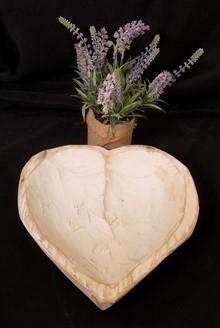 Dough Bowls - White Wood Heart Bread Dough Bowl, Rustic French Country Carved Centerpiece A8 by The Old Grainery (bread bo...